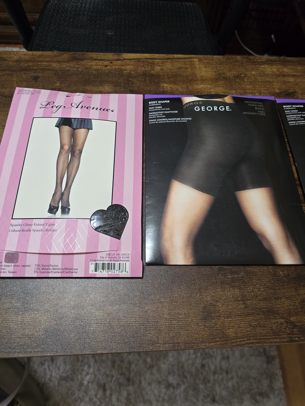 George Black Body Shaper Smoother Pantyhose Leg Avenue Black Glitter Fishnet